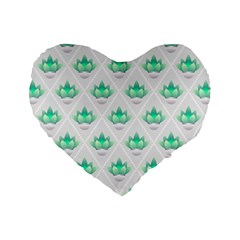 Plant Pattern Green Leaf Flora Standard 16  Premium Flano Heart Shape Cushions