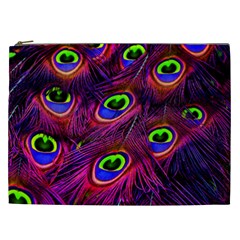 Peacock Feathers Color Plumage Cosmetic Bag (xxl) by HermanTelo