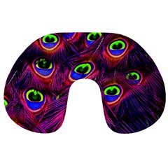 Peacock Feathers Color Plumage Travel Neck Pillow