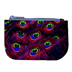 Peacock Feathers Color Plumage Large Coin Purse by HermanTelo