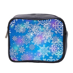 Snowflake Background Blue Purple Mini Toiletries Bag (two Sides) by HermanTelo