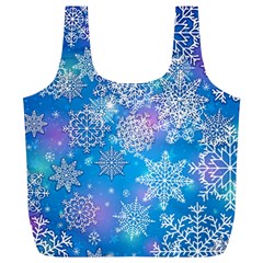 Snowflake Background Blue Purple Full Print Recycle Bag (xl) by HermanTelo