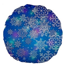 Snowflake Background Blue Purple Large 18  Premium Flano Round Cushions