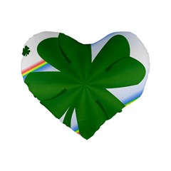 Shamrock Clover Saint Patrick Leaves Standard 16  Premium Heart Shape Cushions