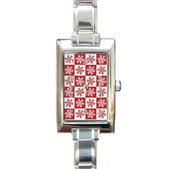 Snowflake Red White Rectangle Italian Charm Watch