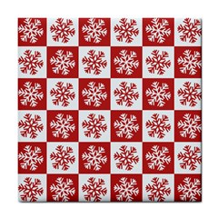 Snowflake Red White Tile Coasters