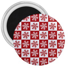 Snowflake Red White 3  Magnets