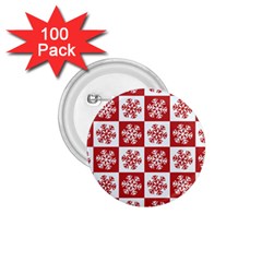 Snowflake Red White 1.75  Buttons (100 pack) 