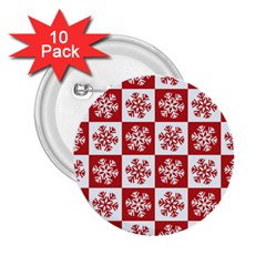 Snowflake Red White 2.25  Buttons (10 pack) 
