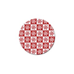 Snowflake Red White Golf Ball Marker by HermanTelo