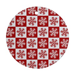 Snowflake Red White Round Ornament (Two Sides)