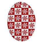 Snowflake Red White Oval Ornament (Two Sides) Front