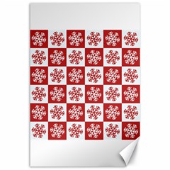 Snowflake Red White Canvas 24  x 36 