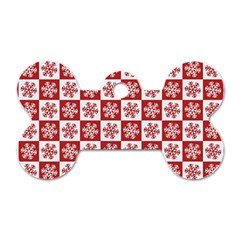 Snowflake Red White Dog Tag Bone (Two Sides)