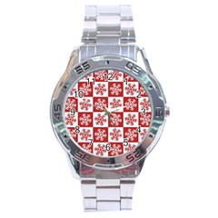 Snowflake Red White Stainless Steel Analogue Watch