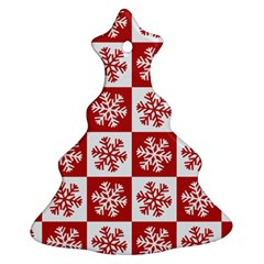 Snowflake Red White Christmas Tree Ornament (Two Sides)