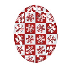 Snowflake Red White Ornament (Oval Filigree)