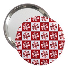 Snowflake Red White 3  Handbag Mirrors