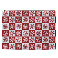 Snowflake Red White Cosmetic Bag (XXL)