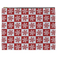 Snowflake Red White Cosmetic Bag (XXXL)