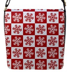 Snowflake Red White Flap Closure Messenger Bag (S)