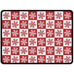 Snowflake Red White Double Sided Fleece Blanket (Large) 