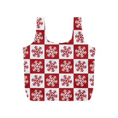 Snowflake Red White Full Print Recycle Bag (S)