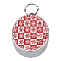 Snowflake Red White Mini Silver Compasses