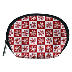 Snowflake Red White Accessory Pouch (Medium)