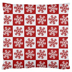 Snowflake Red White Large Flano Cushion Case (One Side)