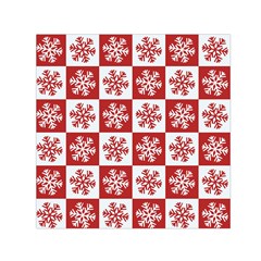 Snowflake Red White Small Satin Scarf (Square)