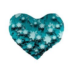 Stars Christmas Ice 3d Standard 16  Premium Heart Shape Cushions by HermanTelo