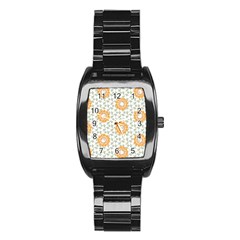 Stamping Pattern Yellow Stainless Steel Barrel Watch