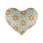 Stamping Pattern Yellow Standard 16  Premium Flano Heart Shape Cushions Front