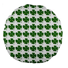 Shamrocks Clover Green Leaf Large 18  Premium Round Cushions by HermanTelo