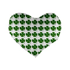 Shamrocks Clover Green Leaf Standard 16  Premium Heart Shape Cushions