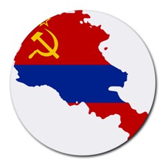 Flag Map Of Armenian Soviet Socialist Republic Round Mousepads by abbeyz71