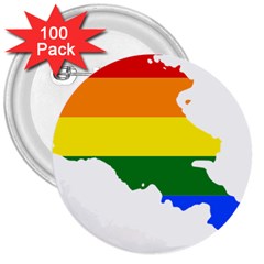 LGBT Flag Map of Armenia 3  Buttons (100 pack) 