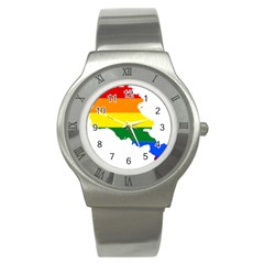 LGBT Flag Map of Armenia Stainless Steel Watch