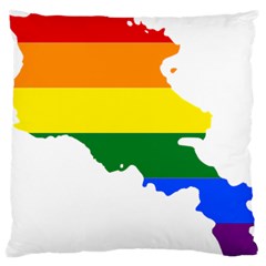 Lgbt Flag Map Of Armenia Large Cushion Case (one Side) by abbeyz71