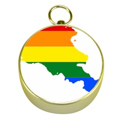 LGBT Flag Map of Armenia Gold Compasses