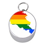 LGBT Flag Map of Armenia Mini Silver Compasses Front