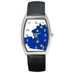 European Union Flag Map Of Austria Barrel Style Metal Watch by abbeyz71