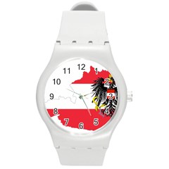 Flag Map Of Austria  Round Plastic Sport Watch (m) by abbeyz71