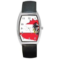 Flag Map Of Austria  Barrel Style Metal Watch by abbeyz71