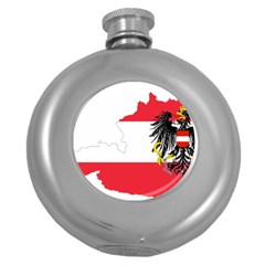 Flag Map Of Austria  Round Hip Flask (5 Oz) by abbeyz71