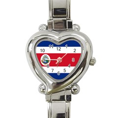 National Flag Of Costa Rica Heart Italian Charm Watch by abbeyz71