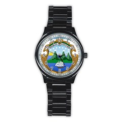Coat Of Arms Of Costa Rica Stainless Steel Round Watch by abbeyz71