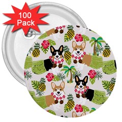 Corgis Hula Pattern 3  Buttons (100 Pack) 