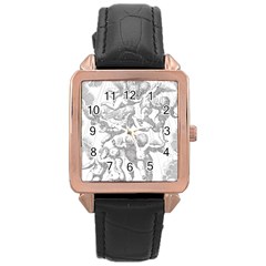 Angel Line Art Religion Angelic Rose Gold Leather Watch 